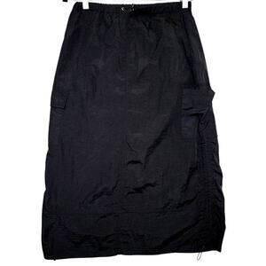 West of Melrose Nylon Utility Midi Skirt  Size S Cargo Pocket & Ruched Side Y2K
